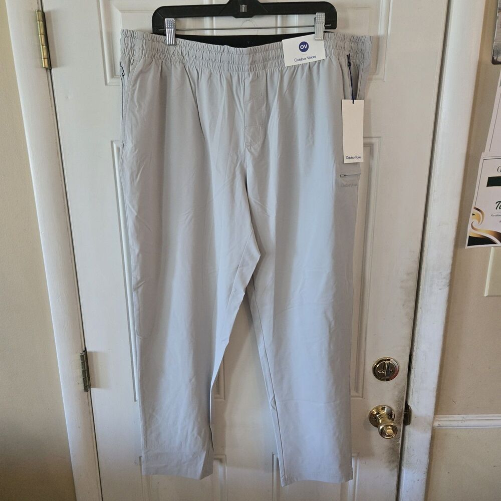 Outdoor Voices Flex Pants Men's XXL Gray Violet Tapered Performance Stretch NWT